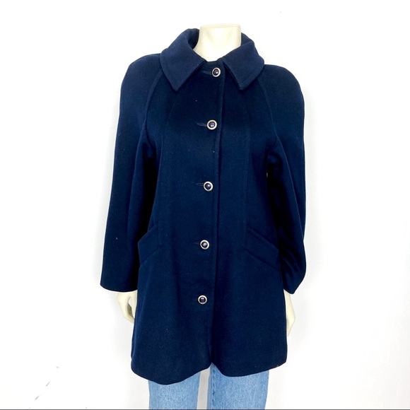 Vintage Navy Blue Wool Pea Coat - Picture 3 of 14